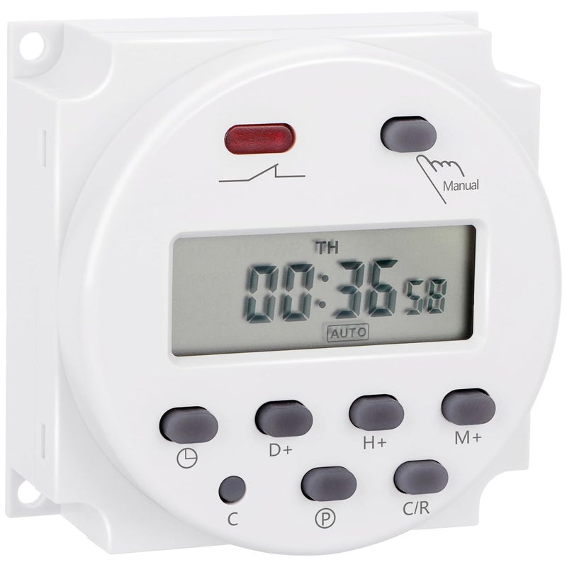 Weasch 10Pcs Timer Switch, CN101A, DC/AC 12V 16Amp, Digital LCD Power Programmable Timer Time Relay Switch, Supports 28 Scheduled Times Daily or Weekly (10) - Image 1